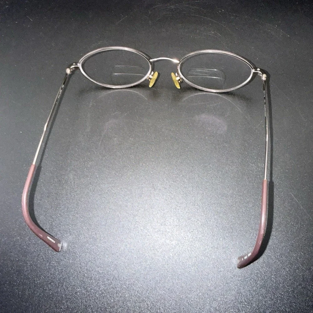 Vintage Flexon Oval Eyeglass FRAMES ONLY Silver Rose Ornate Temples 50-18-140
